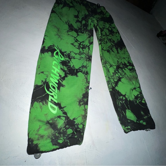 PSYCHWORLD Green Tye Dye Small SWEATPANTS NWOT - Picture 2 of 7